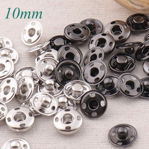 100Sets-Snap Jewelry-3/8&quot;(10mm)-Silver/Black Snap Buttons-Rapid Button-Snap Fasteners- Round ButtonS-Clothes Buttons-Hidden Buttons(1008)
