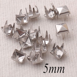 100 STÜCKE Metall Silber Vintage Nailhead, Quadrat Pyramide Ohrstecker Niete, Zacken Leder Handwerk Niet Gürtel Niet Schnelle Nailhead-1/4 &quot;(5mm)(1086)