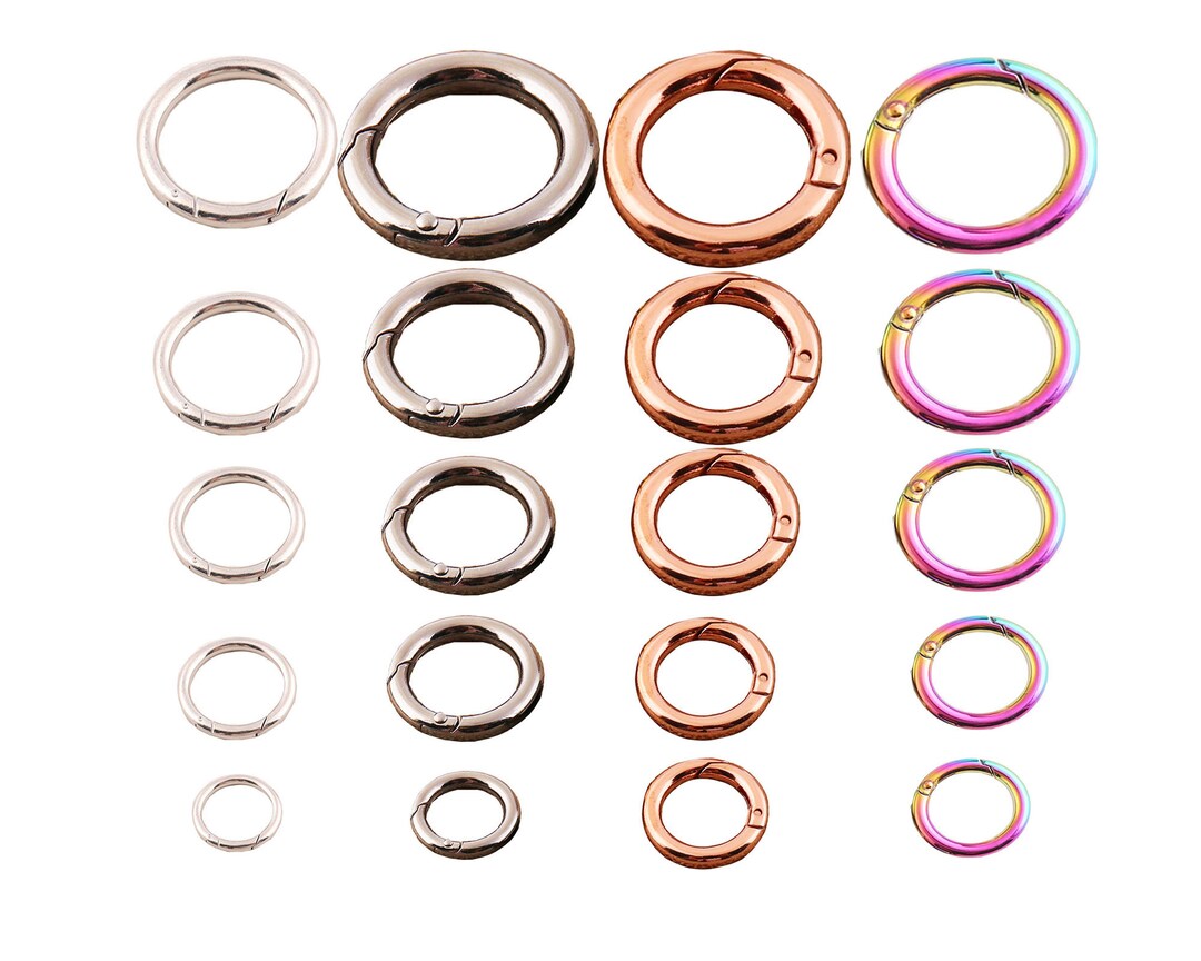 Spring Gate Round Ring Spring Gate Ring Silver Gunmetal Rose Gold Rainbow Metal Spring O Rings ...