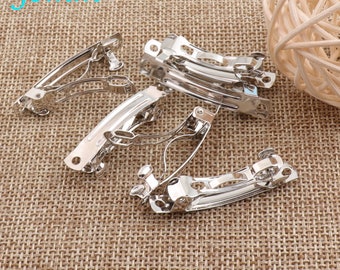 10-50 French Barrettes Clip,2"(50mm)Silver Metal Barrettes,Clips Bows,Hair Clippies,Hair Bow Clips,DIY Hair Clip,Great Quality(1742)