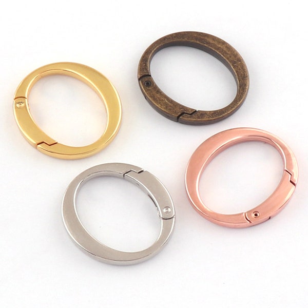 Spring O Ring Silver Gold Rose gold Bronze Oval Metal Push Gate Snap Hook Trigger Lobster Clasp Clip Purse Bag Handbag Handle Wholesale-30mm