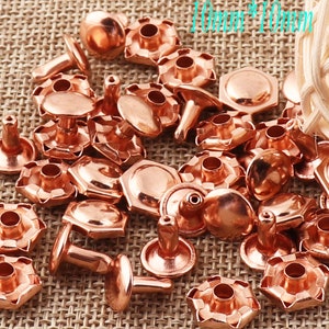 100sets Rose Gold Honeycomb Double Cap Rivets,Studs Leather craft Rivet Fastener,Snaps Prong Studs Mushrooms Rivet Riveted-10mm*10mm(zd910)