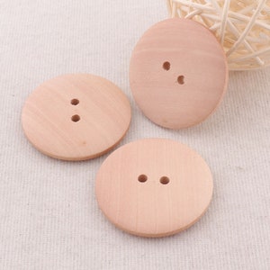 1 3/8 &quot;(35mm), 10 Stück natürliche runde Holzknöpfe mit 2 Löchern Nähen Knöpfe Stricken Häkeln (wd252)