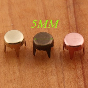 200 PCS Nailhead Rivets,Rose Gold/Gold/Antique Bronze Rivet,Fastener Brads Snaps Stud,Prong Leather Belt Rivet Rapid Rivet- 3/16&quot;(5mm)(1858)