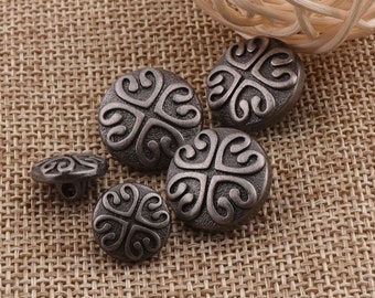 8pcs/6pcs Metal Buttons -Shank 1/2"/5/8"(12mm/17mm)Ancient Silver Metal Button Vintage Jewelry Coat Sweater Clothing Leather(lb23)