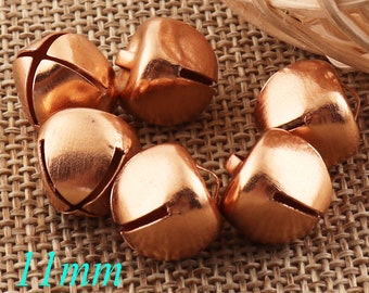 100pcs Metal Pale Rose Gold Jingle Bells,Durable Jingle Bells Pet Bells Cross Bells,Dancing Bells Christmas bells-11mm(BE22)