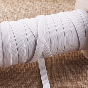 10-20 YARDS WHITE/BLACK Flat Elastic Cord Band,10MM Elastic Cord Stretch String,Finish Sewing Thread for Knitting