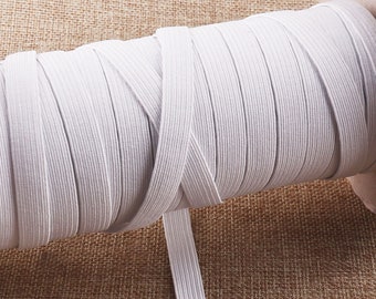 10-20 YARDS WHITE/BLACK Flat Elastic Cord Band,10MM Elastic Cord Stretch String,Finish Sewing Thread for Knitting