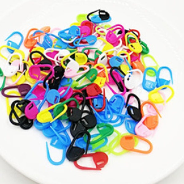 100 PCS Colorful Plastic safety pins,Stitch Markers,plastic stitch holder,style stitch marker clip,multi coloured,Cupcake Decoration