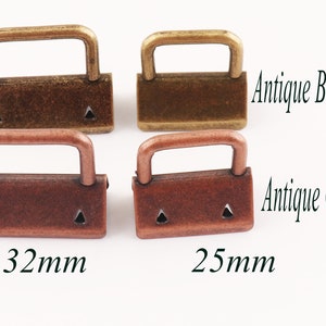 25 sets Antique Copper/Antique Bronze Key Fob Hardware with Key Rings,Key Fobs Hardware Key Chain,Webbing,Key Chains Key Fob-32mm/25mm