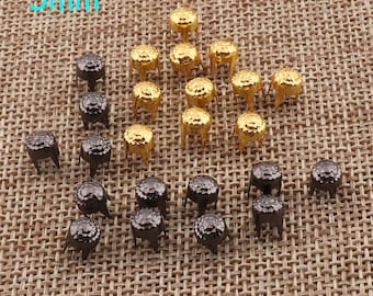 200PCS Black/Gold Nailhead Rivet,5mm Round Studs Prong Leather Craft Rivet,Belt Rivet Bedazzler,Jewelry Studs Rapid Nailhead(ZD1011)