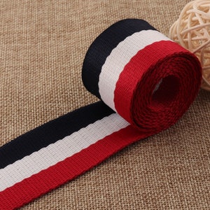 38mm red white blue Striped Webbing,Cotton Webbing,Singelband,1.5 inch Webbing,Key Fob Webbing,Webbing Keychain,Soft Webbing(WB620)