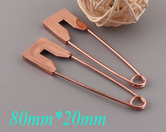 10 PCS Rose Gold Metal Safety Pins,80 Mm Craft Safety Pin Brooch