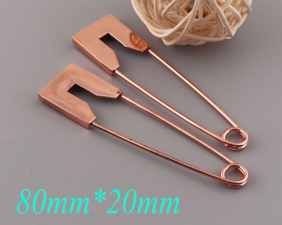 10 PCS Rose Gold Metal Safety Pins,80 Mm Craft Safety Pin Brooch