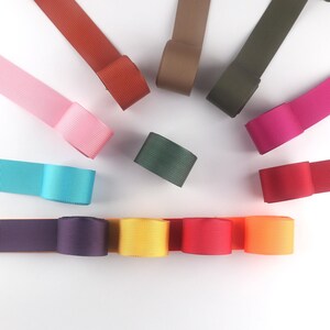 May include: A selection of brightly coloured nylon webbing in shades such as pink, red, green, and blue, arranged in a semi-circular pattern against a white backdrop. The webbing is tightly woven and appears durable, suitable for crafting or accessories.