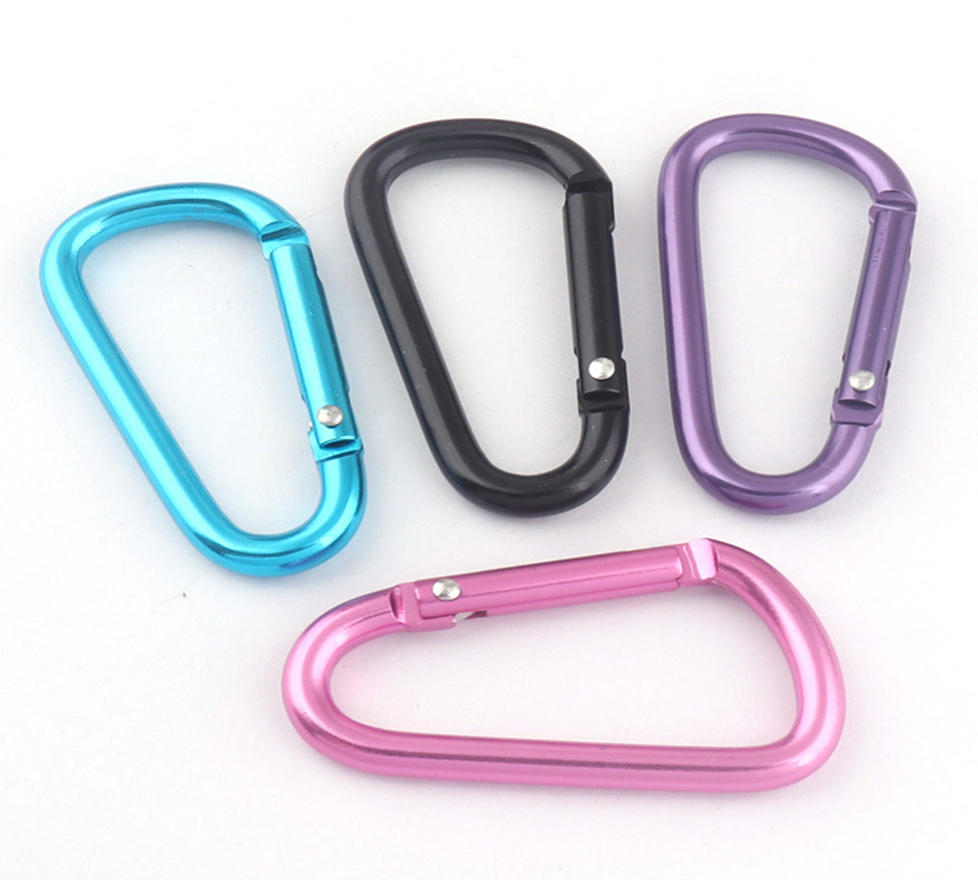 Black/blue/pink/purple D Shape Carabiner Clip Clasp Aluminum