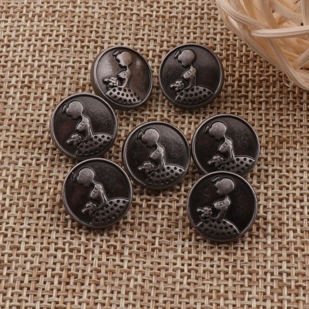 Metal Buttons -shank 1/2"(12mm)ancient Silver Metal Vintage Button ...