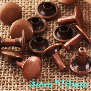 100sets Craft Copper Double Cap Rivets,9mm Rivets Studs Leather,Fastener Snaps Prong Studs,Mushrooms Nails Mushrooms Rivet(v34)