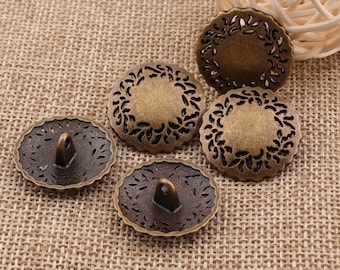 6 Metal Buttons 7/8"(22mm)Antique Bronze Round Dome Shank Vintage Buttons Jewelry Coat Sweater Clothing Crafts Jacket Buttons(B15)
