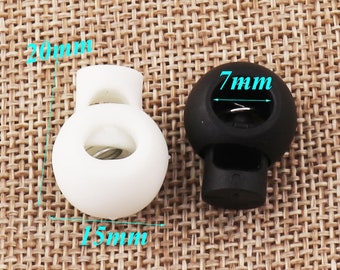 10 PCS White/Black Cord Locks,Craft Barrel Toggle Cord Lock, Cord stop Rope Buckle,Connector Buckle,Spring Buckle,Cylinder Stopper Toggle