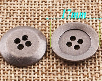 Metal Buttons 10pcs 5/8"(17mm)4 Holes Ancient Silver Flat Metal Button Wrap Clasps Coat Sweater Clothing Leather (lb104)