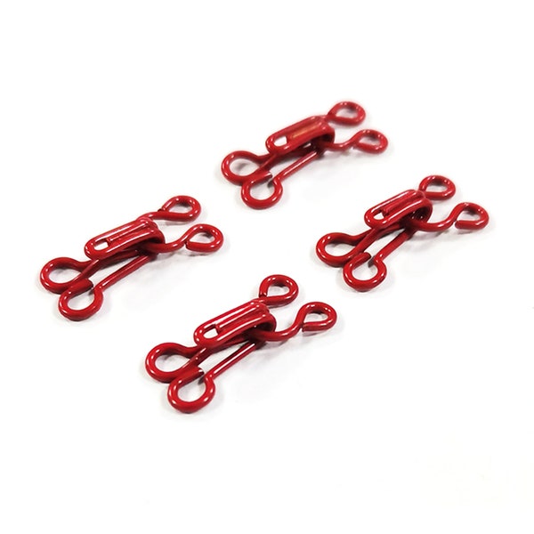 50 sets Red Hook Eye Closure Hook and Eye Clasp Clothing Hook Sewing Hook Copper Hook and Eye Sets Hook and Eye(WX01)