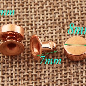 200sets Rose Gold Double Cap Rivets,craft Rivet Studs Leather,Fastener Snaps Prong Studs,Mushrooms Nails Mushrooms Rivet-8mm*7mm(zd207)