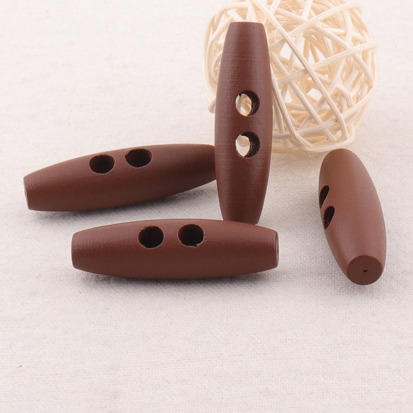 20 Wood Buttons, Dark Brown Finish, Large 1 3/8, 35mm Natural Wood