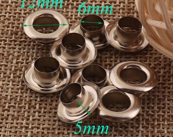 Leather Eyelets,200 PCS Eyelets and Grommets,6 mm Silver Eyelets,Metal Eyelets Grommets With Washers,Eyelets Tunnels,Canvas Eyelets