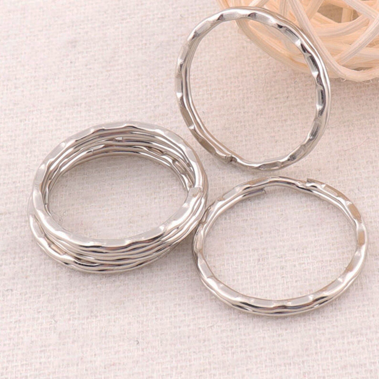 25mm Embossing Rings Key Ring1 chain leather key Etsy