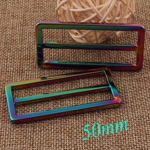 10 Rainbow Slide Buckles,Multicolored Buckles,2&quot; Belt Buckle,Adjuster Buckles,Metal Purse Buckles,Strap Adjuster,Bag Buckles,Purse Hardware