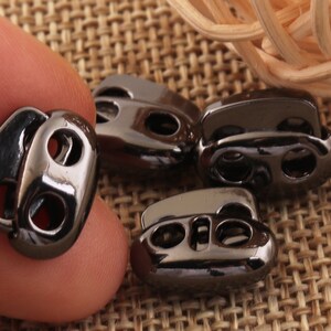 6-20 PCS GUNMETAL NIMI Double Barrel Toggle Cord Lock,Stopper Spring Buckle,Rope Buckle Spring Buckle,Cylinder Stopper Toggle-3MM(SK03)