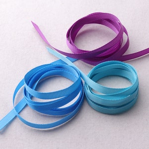 Fita de gorgorão azul claro/azul/roxa de 1/4 "(5 mm), ótima para decoração, embrulho de presente de casamento, fita de cabelo DIY arcos clipes pelo quintal (RB42)