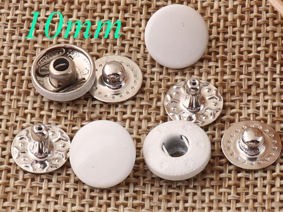 40 Units White Snap Button Set,10mm Round Square Buttons,metal Plated Button  Snaps Popper Snap Buttonsbt01 