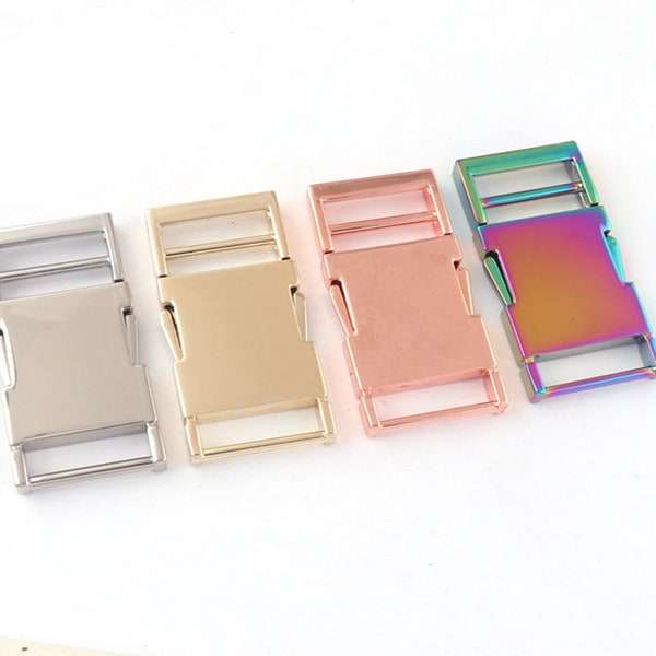 Silver Light gold Rose gold Rainbow 25mm Release Buckles Clutch Closure Backpack Buckle Strap flat Metal Quick Side Slide Release Buckle