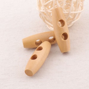 1.5"(40mm)Pale Yellow Large Toggle Buttons Wooden,DIY necklace  Buttons wood craft jewellery Clothing accessories-10Pcs(WD234)