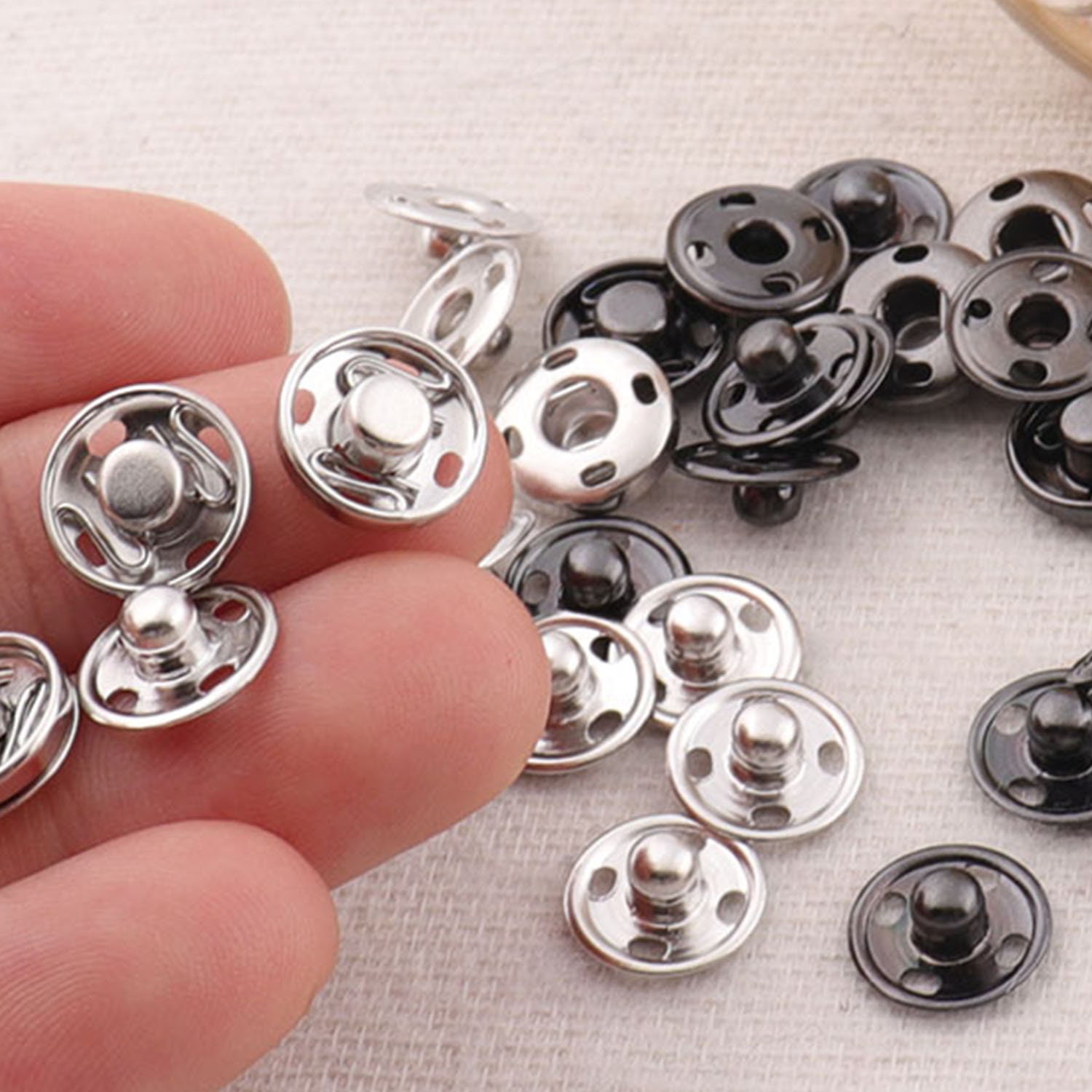 100sets-snap Jewelry-3/810mmsilver/black Snap Buttons-rapid Button-snap  Fasteners Round Buttons-clothes Buttons-hidden Buttons1008 