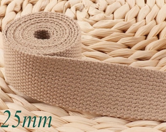 Natural Soft Cotton Webbing,One Inch Key Fob Webbing leash supplies,bag handle Bag Purse Webbing By The Yard(WB535)