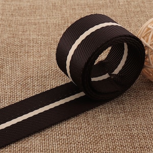 32mm Striped Webbing,Nylon Webbing,Dark Brown Webbing,1.2 inch Webbing,Key Fob Webbing,Webbing By The Yard,Bag Purse,Webbing Keychain(WB631)