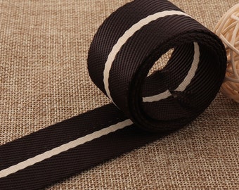 32mm Striped Webbing,Nylon Webbing,Dark Brown Webbing,1.2 inch Webbing,Key Fob Webbing,Webbing By The Yard,Bag Purse,Webbing Keychain(WB631)