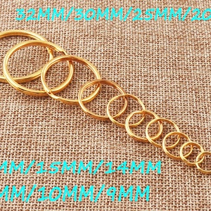 20～100個 ゴールド スプリット キーリング、ジャンプリング、レザーキーチェーン キーリング、キーチェーン キーフォブ - 32 mm/30 mm/25 mm/20 mm/16 mm/15 mm/14 mm/12 mm/10 mm/9 mm