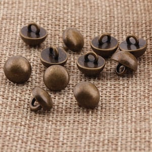 10 Metal Buttons 3/8&quot;(8mm/9mm)Antique Bronze Shank Vintage Buttons ,Round Buttons,Clothing Crafts Clasp,Mushroom Buttons(B38/39)