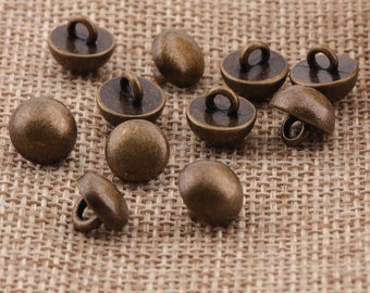 10 boutons métalliques 3/8"(8mm/9mm) boutons vintage à tige en bronze antique, boutons ronds, fermoir d’artisanat de vêtements, boutons de champignon (B38/39)