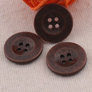 10 Stück, 3/4 &quot;(20mm), alte Kupfer Metallknöpfe 4 Löcher Mantel Pullover Knöpfe Kleidung Lederverpackungsverschlüsse (C44)