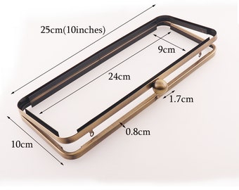 Retro Bronze Purse Frame With Metal Kiss-lock Silver Pale Gold