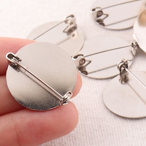 10 pcs Safety Pin,1&quot;(25mm) Silver Round Bar Pins With brooch setting Brooch Bars Pin Backs,Metal Badge Fasteners tags knitting coil(sp2047)