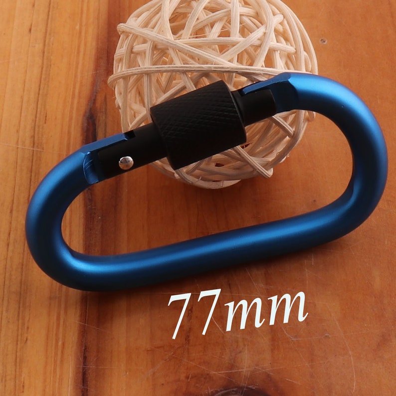 D Carabiner clip Large Keychain,Key Chain Rock Climbing keyring fathers day Coordinate keychain-6 pcs 77mm Blue Aluminum Carabiners