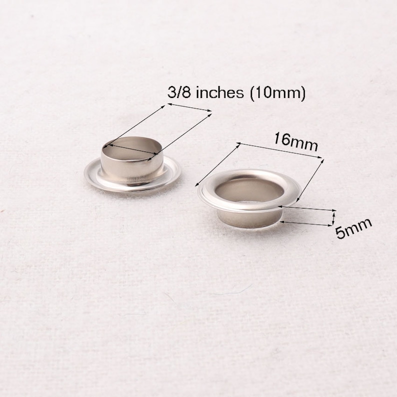 inner size,Great for ClothesLeatherCanvasbagrivet studs 100 sets,Silver eyelets,38 inches ey3025 10mm