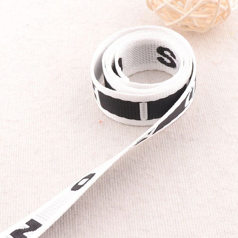 White Black Striped Webbing LettersMOSCHINOSmooth Ribbon White Edge Totes Belts Tape Bag Handle Bag Purse Straps 34 WB0285 20mm