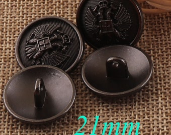 Metal Buttons -Shank,10pcs-21mm Black Metal Vintage Button Coat Sweater Clothing Leather Wrap Clasps(v22)